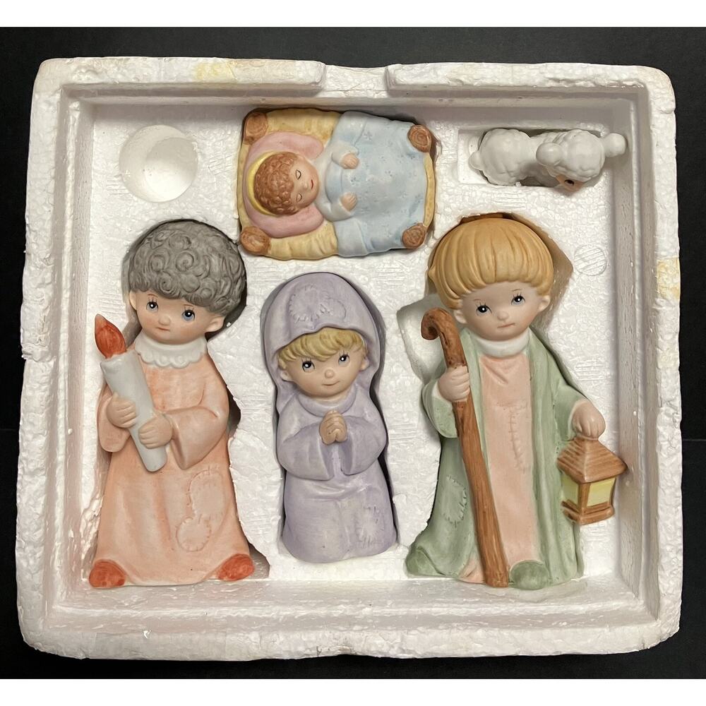 Vtg Homco Ceramic Nativity 5 Christmas Holiday Figurines 5602 No Box EUC